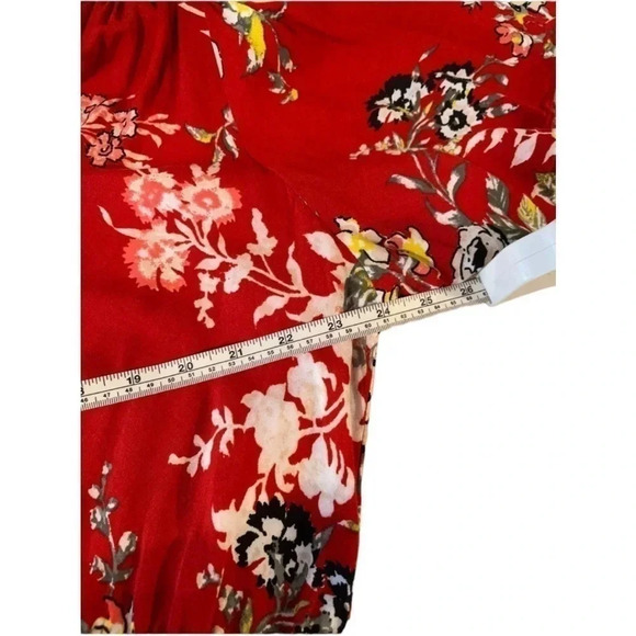 Cato plus size, red floral faux wrap, Hi-Low dress - Picture 8 of 11